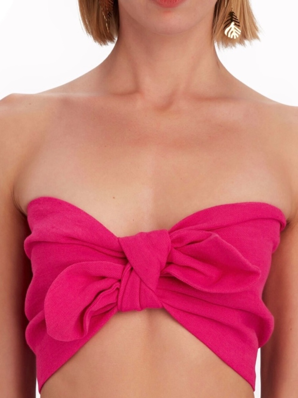 NEW JUST BEE QUEEN PINK LINEN BANDEAU CROP TOP